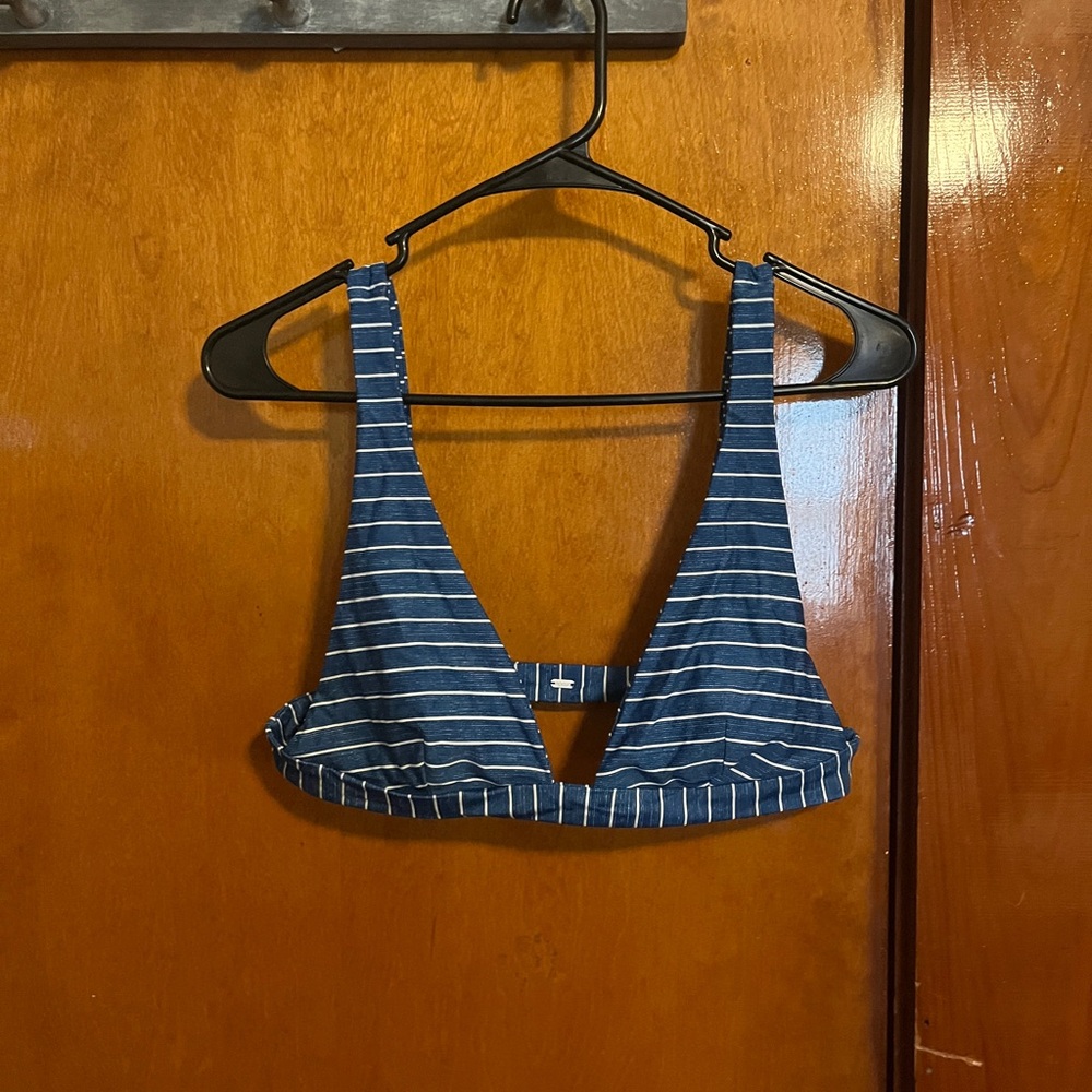 RVCA Striped Blue Bikini Top